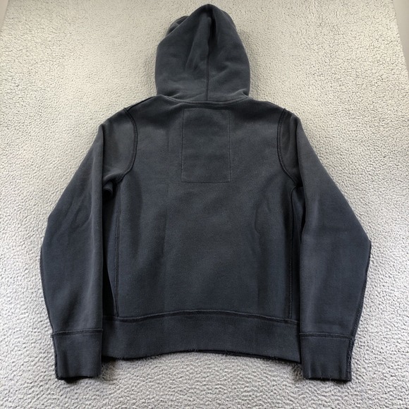 VTG Abercrombie & Fitch Hoodie Mens L Gray Y2K Puff Embroidered Heavy Distressed - Picture 9 of 16